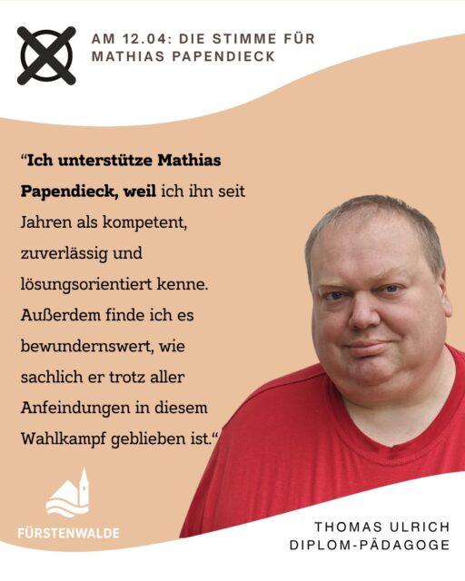 Danke für eure Unterstützung! 💪

#bürgermeisterwahl #fürstenwalde #gemeinsamstark