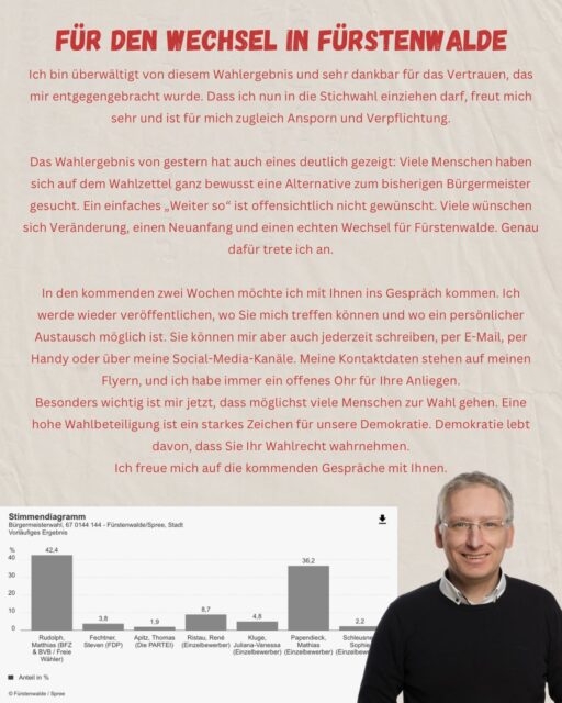 Danke🫶🏻

#fürstenwalde #bürgermeisterwahl #stichwahl #gemeinsamstark
