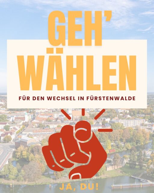 Am 26.04. hast du die Wahl, in welche Richtung sich Fürstenwalde entwickelt.💪

#fürstenwalde #bürgermeisterwahl #wechsel